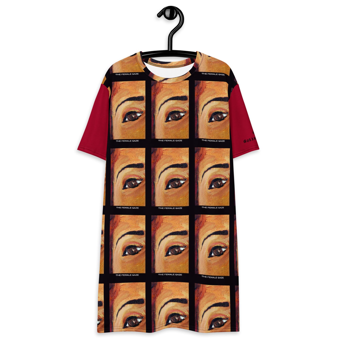 T-Shirt Dress"THE FEMALE GAZE" (Azalea Red)