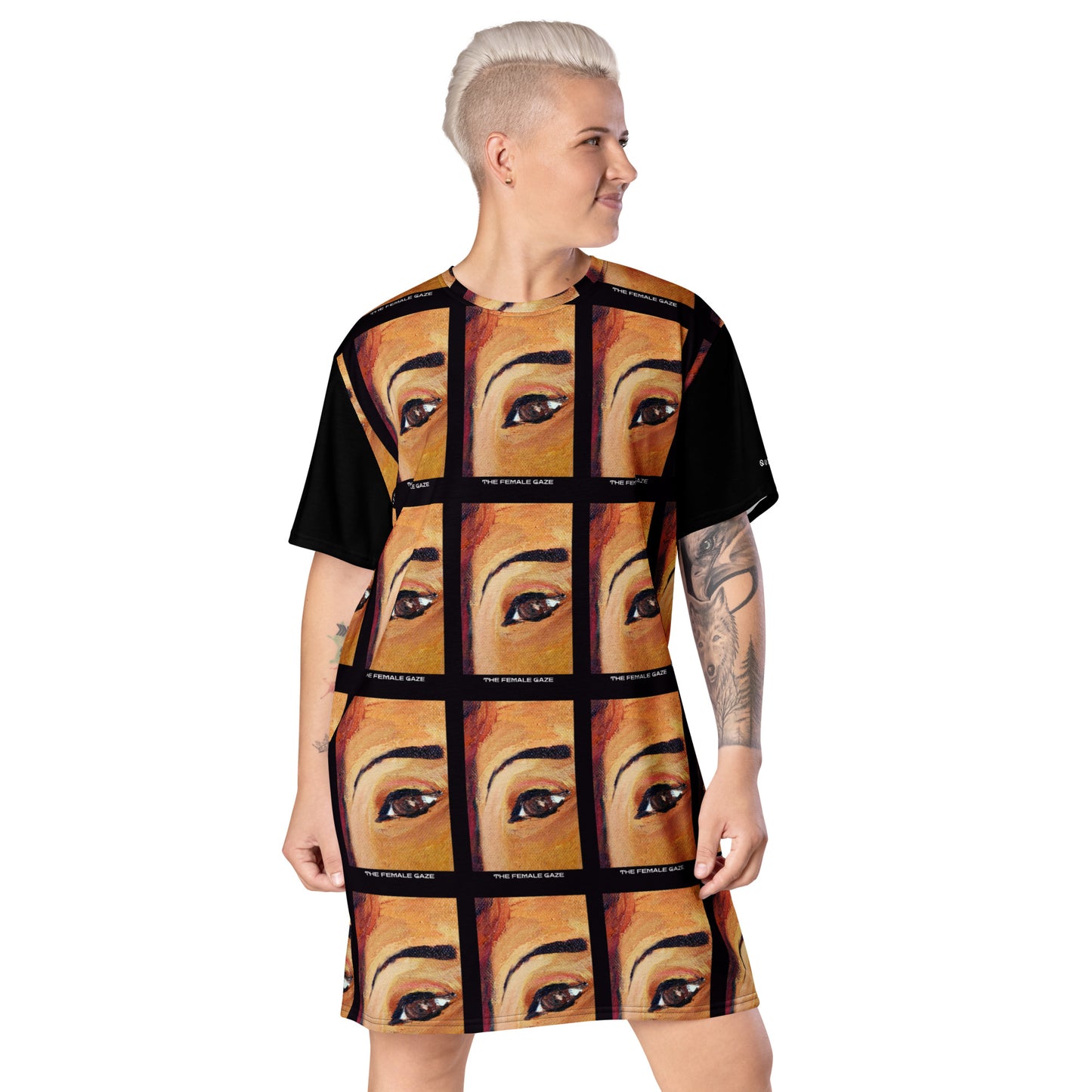 T-Shirt Dress "THE FEMALE GAZE" (Black)