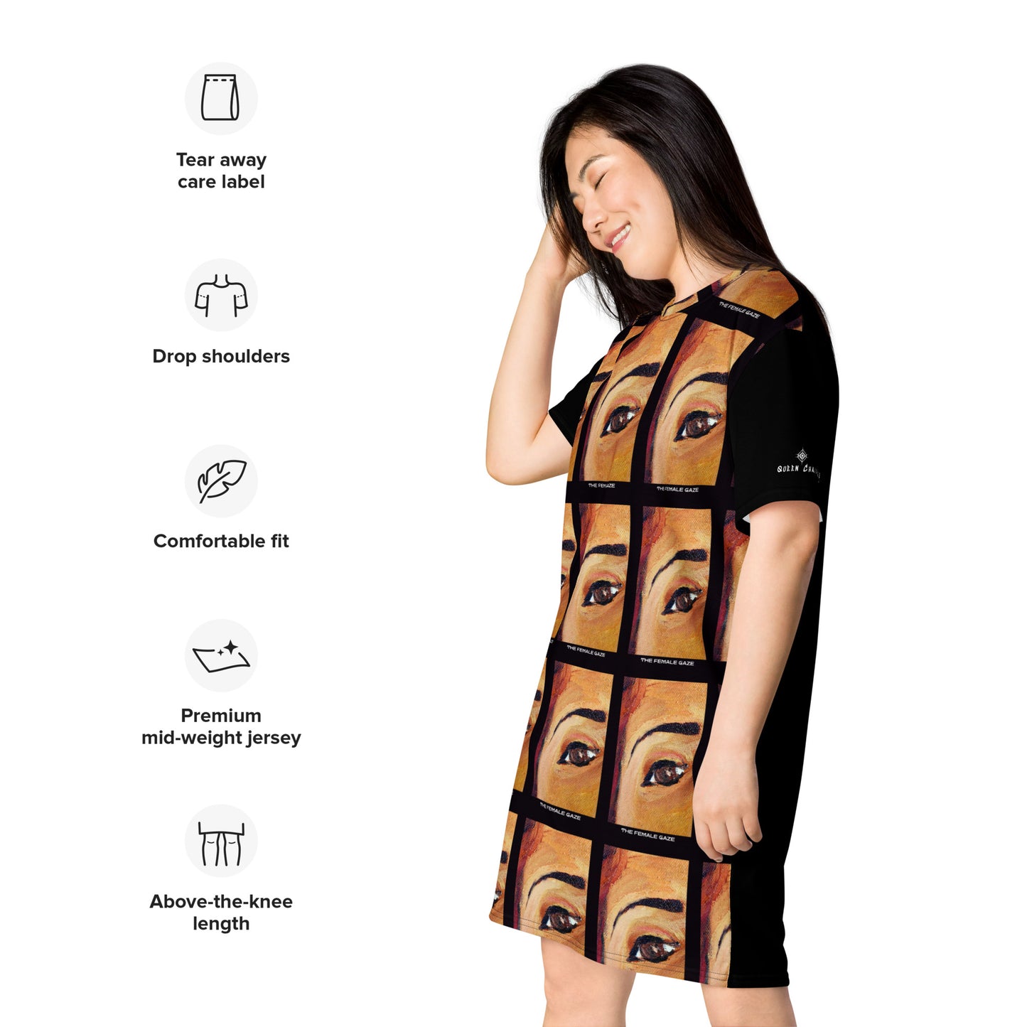 T-Shirt Dress "THE FEMALE GAZE" (Black)